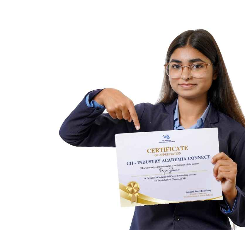 A trainee holding a CII Industry-Academia Connect certificate