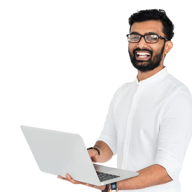 A job seeker with a laptop